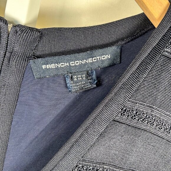 French Connection Size 12 Dress Navy Stretch Work - Picture 5 of 8